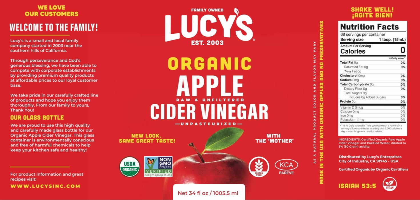 Lucy's - Lucy's Family Owned - Organic Apple Cider Vinegar 34oz.