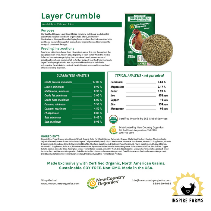 New Country Organics Gamebird Crumbles No Soy No Corn 26%
