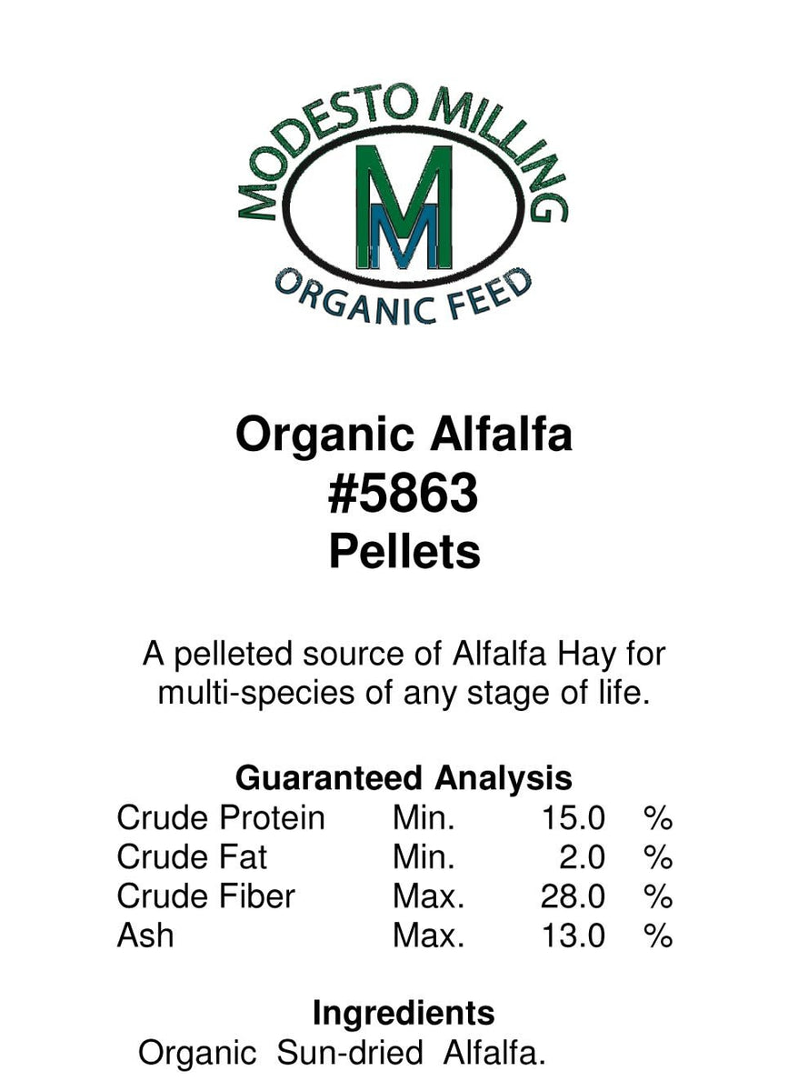 Modesto Milling Organic Alfalfa Pellets 40lb Inspire Farms