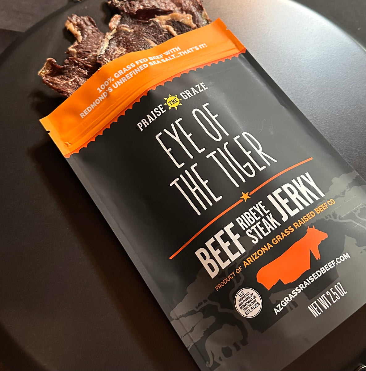 Eye of the Tiger Grass Fed Ribeye Jerky Inspire Farms