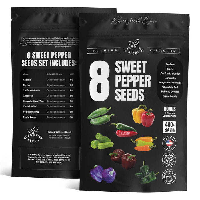 8 Sweet & Mild Pepper Seeds Variety Pack