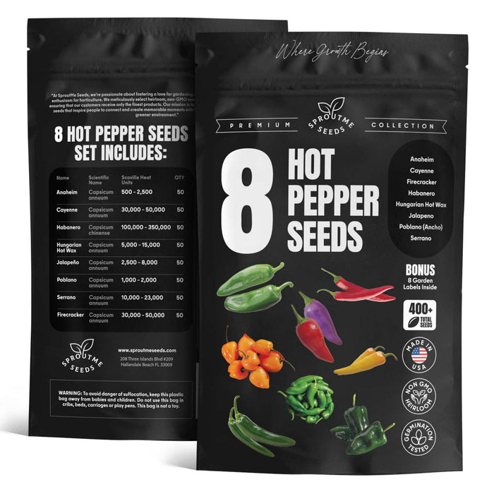 8 Hot Pepper Seeds Variety Pack