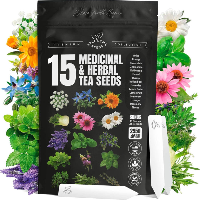 15 Medicinal & Herbal Tea Seeds Variety Pack