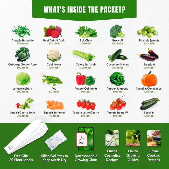 20 Vegetable Seeds Variety Pack