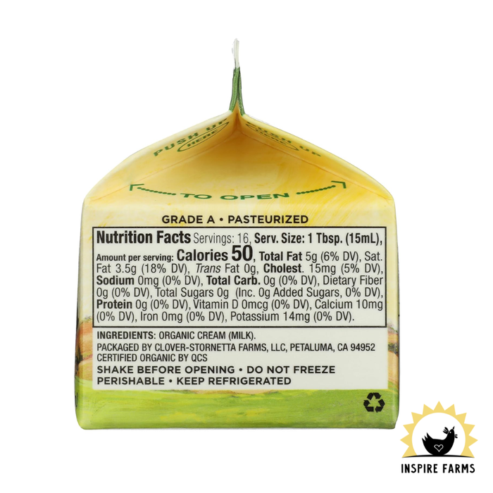 Clover Sonoma Organic Heavy Whipping Cream (Half Pint)