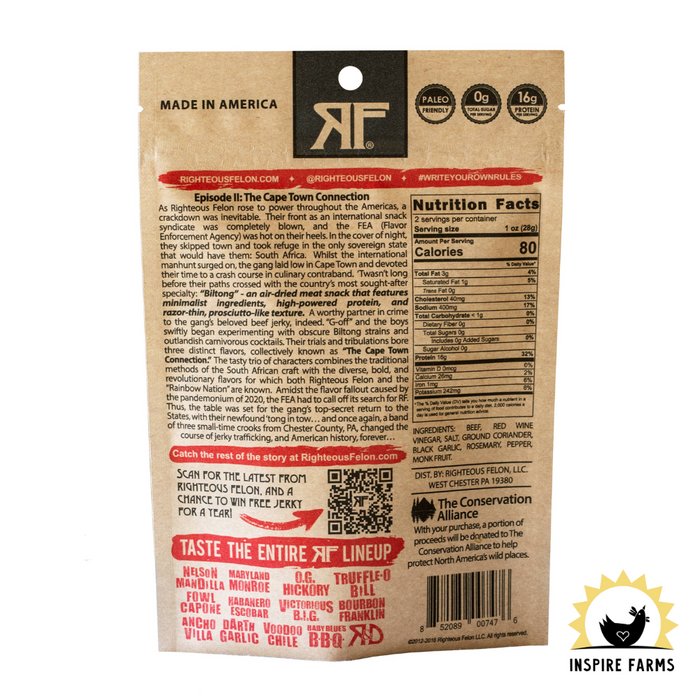 Righteous Felon Beef Jerky 2oz