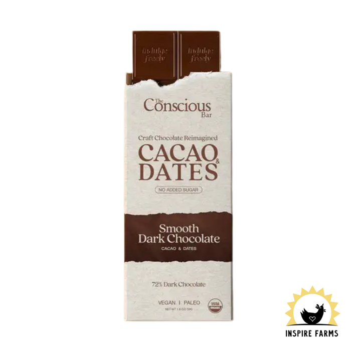 Date Sweetened Smooth Dark Chocolate – 72% Cacao