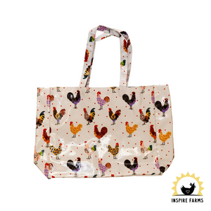 Fluffy Layers™ PVC Tote Bag - Country Girl Roosters & Roses