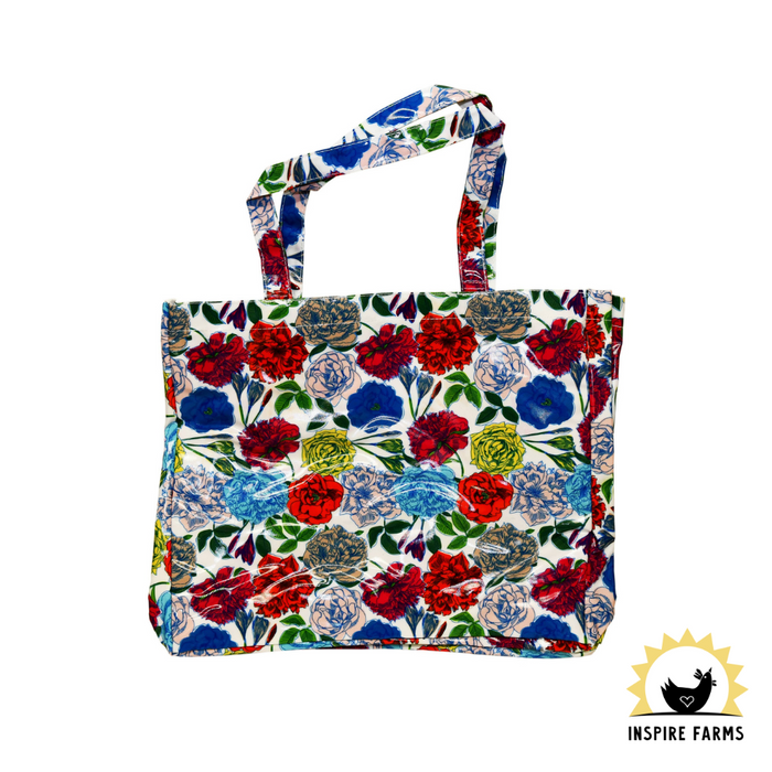 Fluffy Layers™ PVC Tote Bag - Country Girl Roosters & Roses