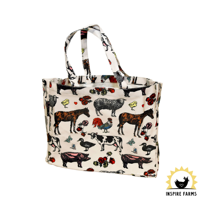 Fluffy Layers™ PVC Tote Bag Country Girl Fashion: Chicken Leopard Spots
