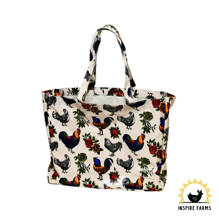 Fluffy Layers™ PVC Tote Bag Country Girl Fashion: Chicken Leopard Spots