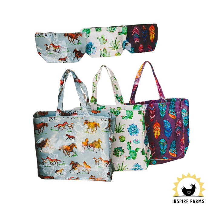 Fluffy Layers™ PVC Tote Bag Country Girl Fashion: Chicken Leopard Spots
