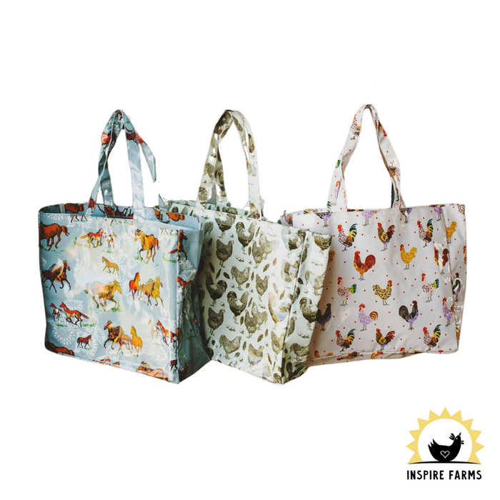 Fluffy Layers™ PVC Tote Bag Country Girl Fashion: Chicken Leopard Spots