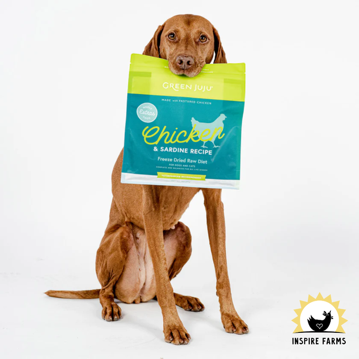 Green Juju Dog & Cat Extras Chicken Sardine Freeze-Dried Recipe 14oz