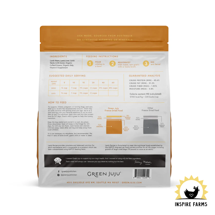 Green Juju Dog Lamb Freeze-Dried Raw Diet 14oz