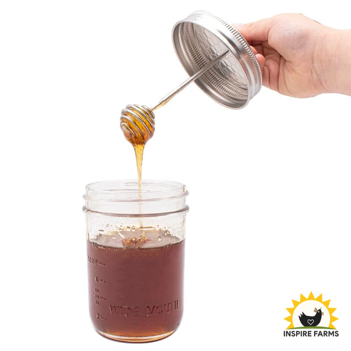 Honey Dipper Stainless Steel Lid For Mason Jars