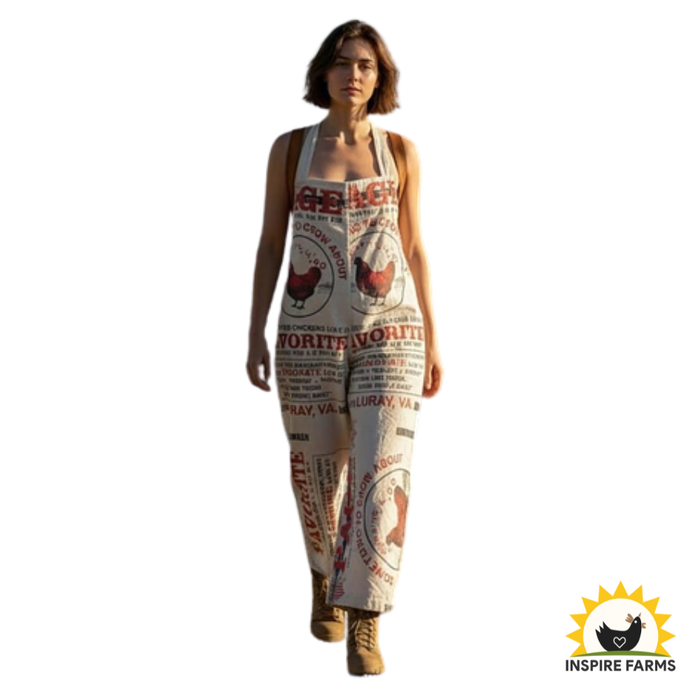 Vintage Flour Sack Print Jumpsuit with Straps