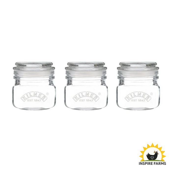 Kilner Square Push Top Storage Jars - Set of 3