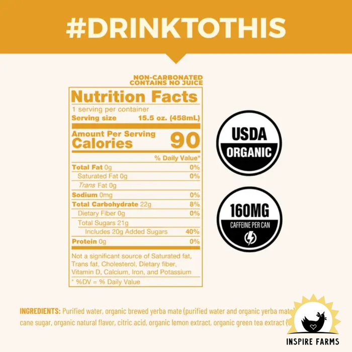 Organic Yerba Mate Tea – Sparkling & Non-Carbonated Energy Drink 16oz