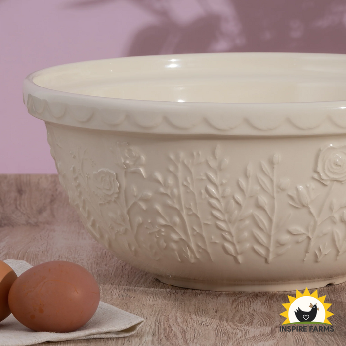 Mason Cash Rose, Cream Size 12 Mixing Bowl 11.75"