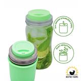 Mason Jar Lifestyle - Silicone Drinking Lid with Stainless Steel Band for Jars