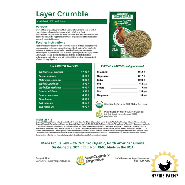 New Country Organics Game Bird Crumbles No Soy No Corn 26%