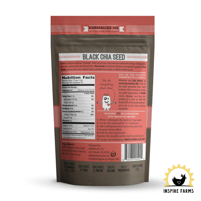 Organic Black Chia Seeds - 1 lb