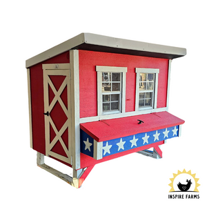 Patriotic Chicken Coop, 15 chickens