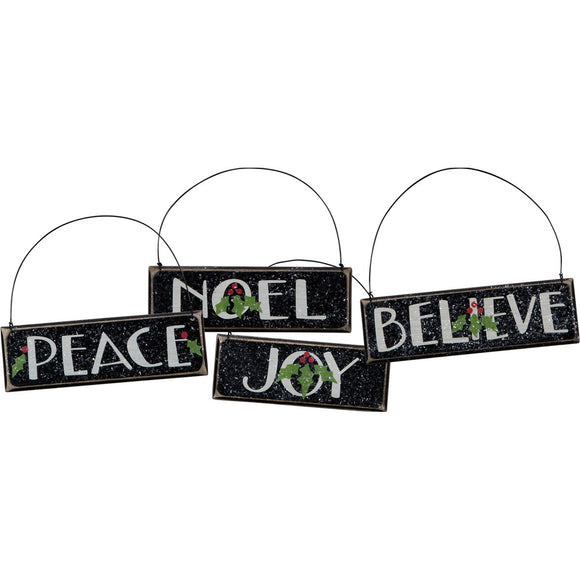 Peace Noel Joy Believe Ornament Set