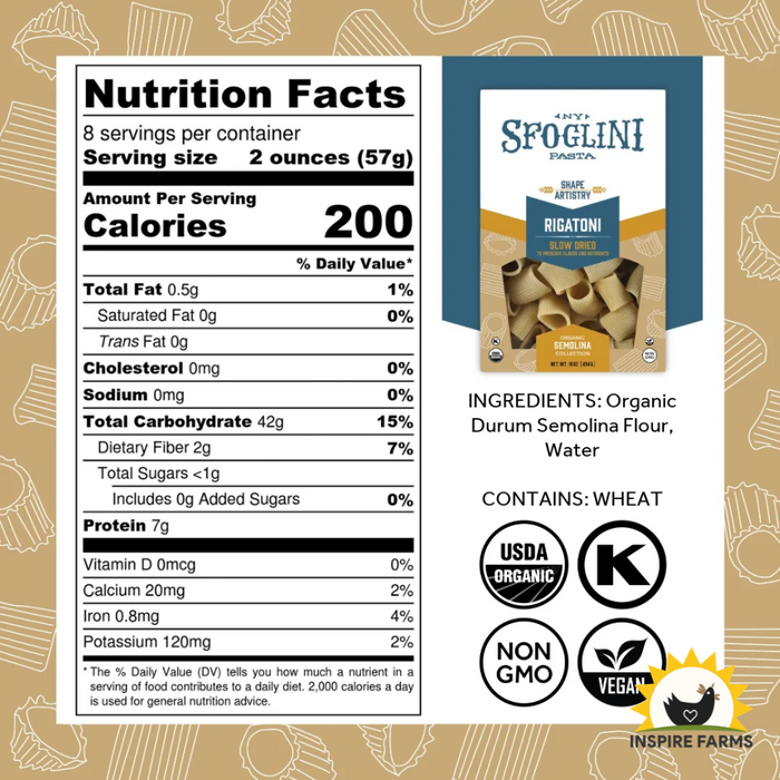 Organic Rigatoni Durum Semolina Pasta