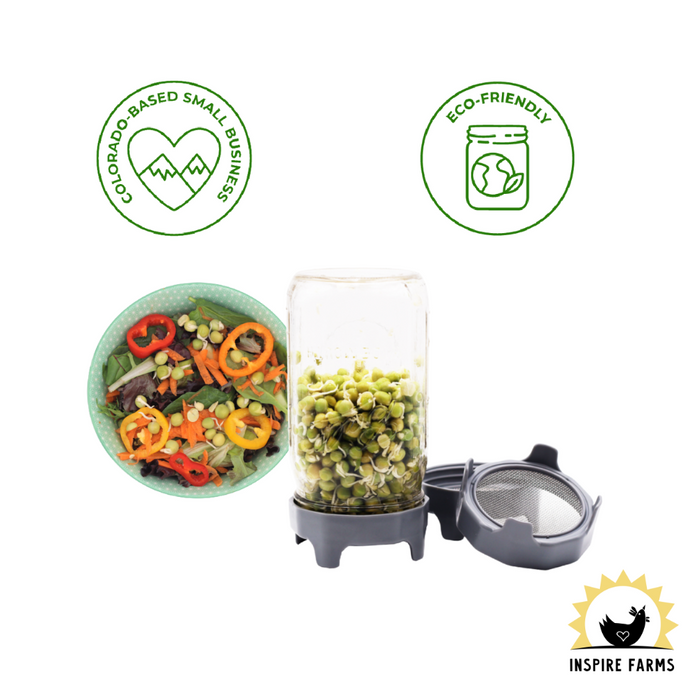 Rust Proof Sprouting Lid with Built-In Stand for Wide Mouth