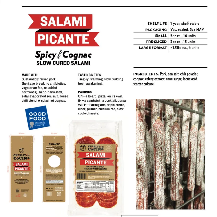 Charlito’s Cocina Salami Picante (Pre-Sliced)