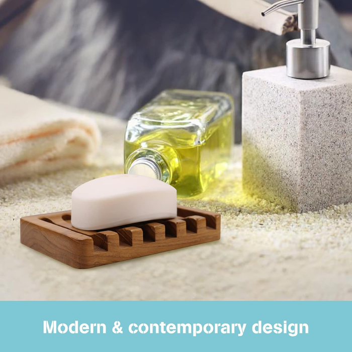Self Draining Teak Wood Soap Holder
