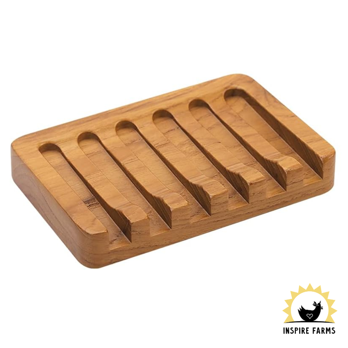 Self Draining Teak Wood Soap Holder