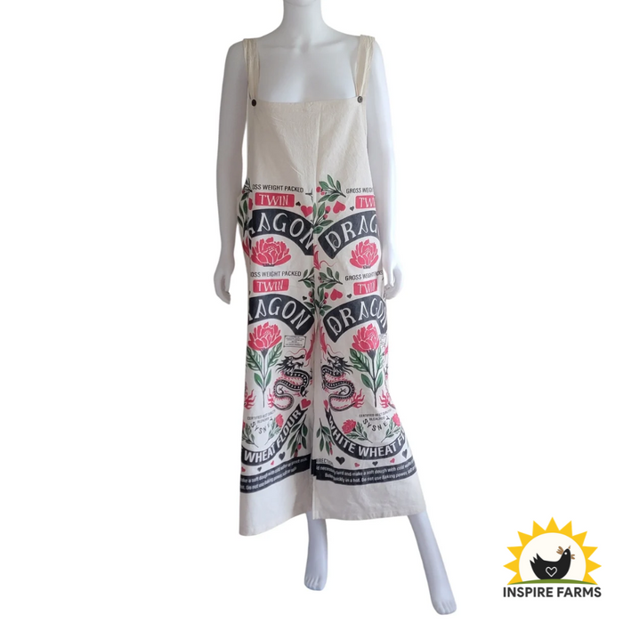 Vintage Flour Sack Print Jumper with Straps