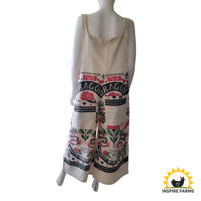 Vintage Flour Sack Print Jumper with Straps