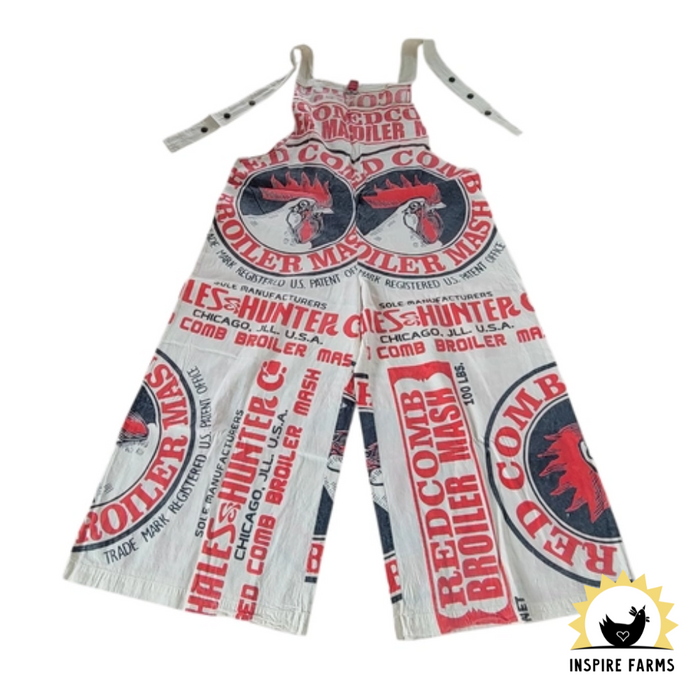 Vintage Flour Sack Print Jumpsuit with Straps