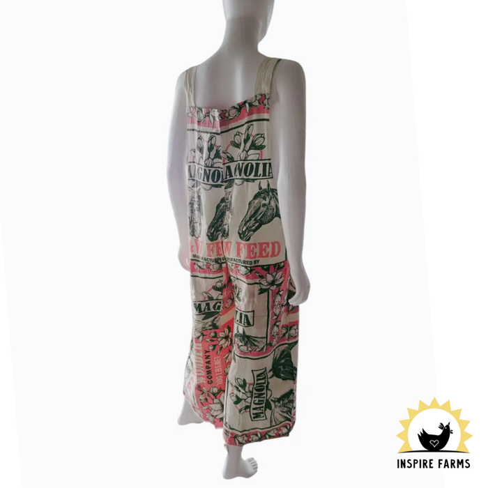 Vintage Flour Sack Print Jumpsuit with Straps