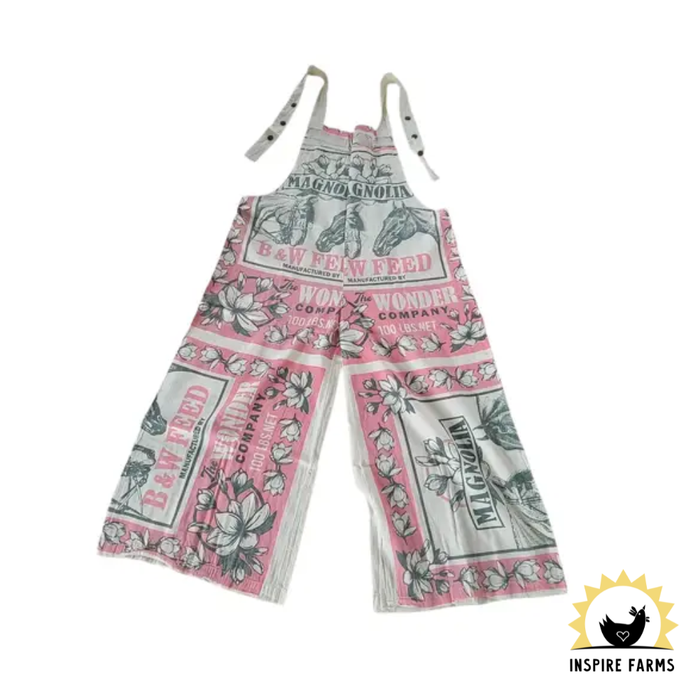 Vintage Flour Sack Print Jumpsuit with Straps