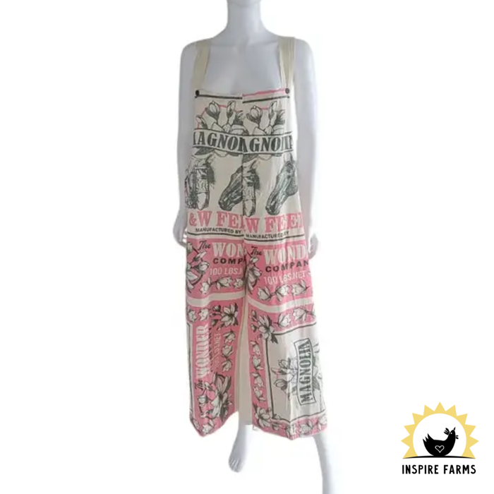 Vintage Flour Sack Print Jumpsuit with Straps