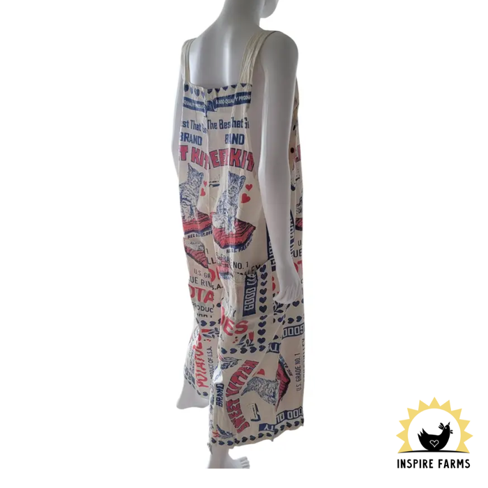Vintage Flour Sack Print Jumpsuit with Straps