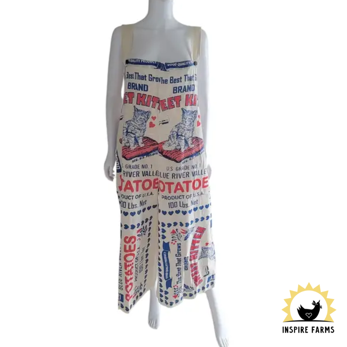 Vintage Flour Sack Print Jumpsuit with Straps