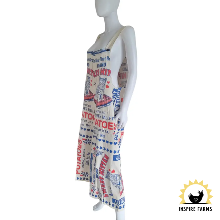 Vintage Flour Sack Print Jumpsuit with Straps