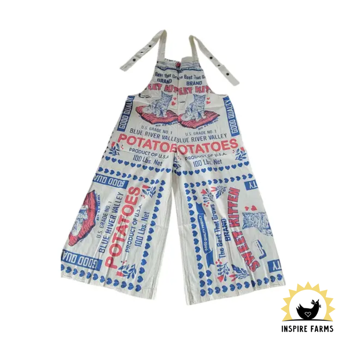 Vintage Flour Sack Print Jumpsuit with Straps