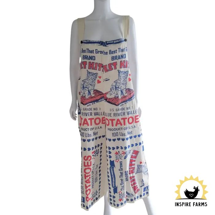 Vintage Flour Sack Print Jumpsuit with Straps