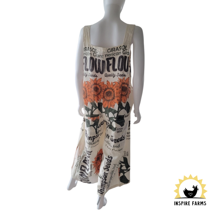 Vintage Flour Sack Print Jumpsuit with Straps