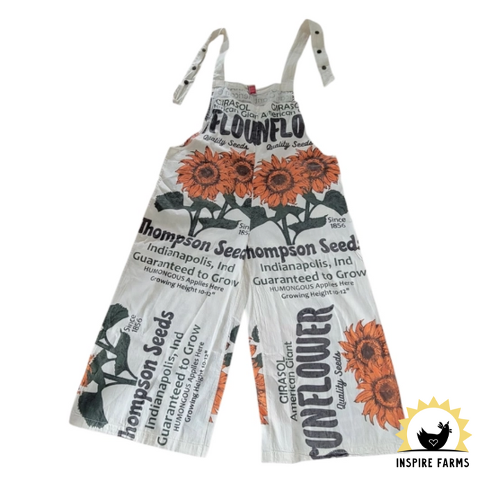 Vintage Flour Sack Print Jumpsuit with Straps