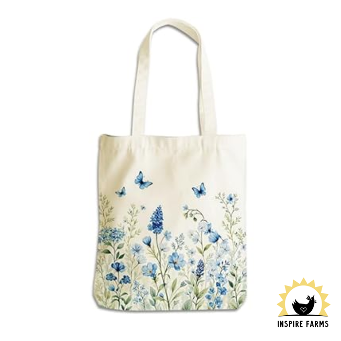 Wildflower Canvas Tote Bag with Inner Pocket