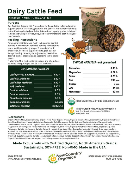 New Country Organics Dairy Cattle Feed
