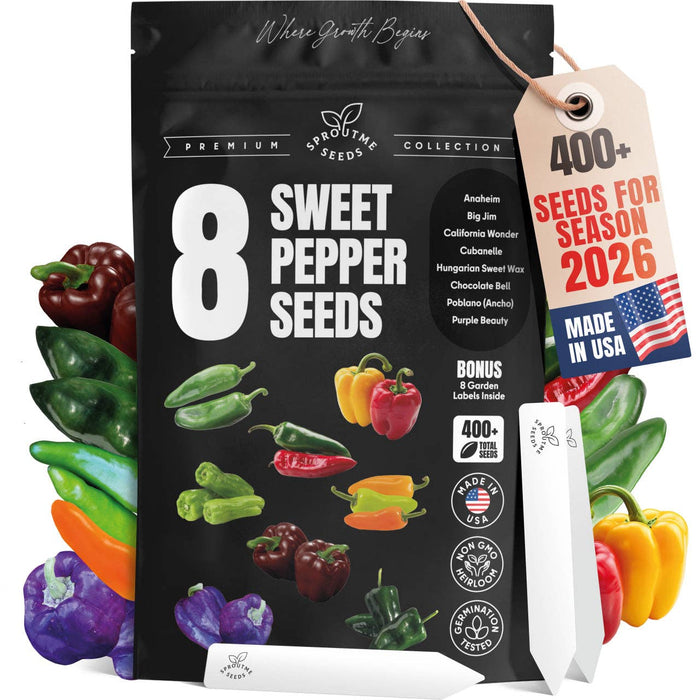 8 Sweet & Mild Pepper Seeds Variety Pack